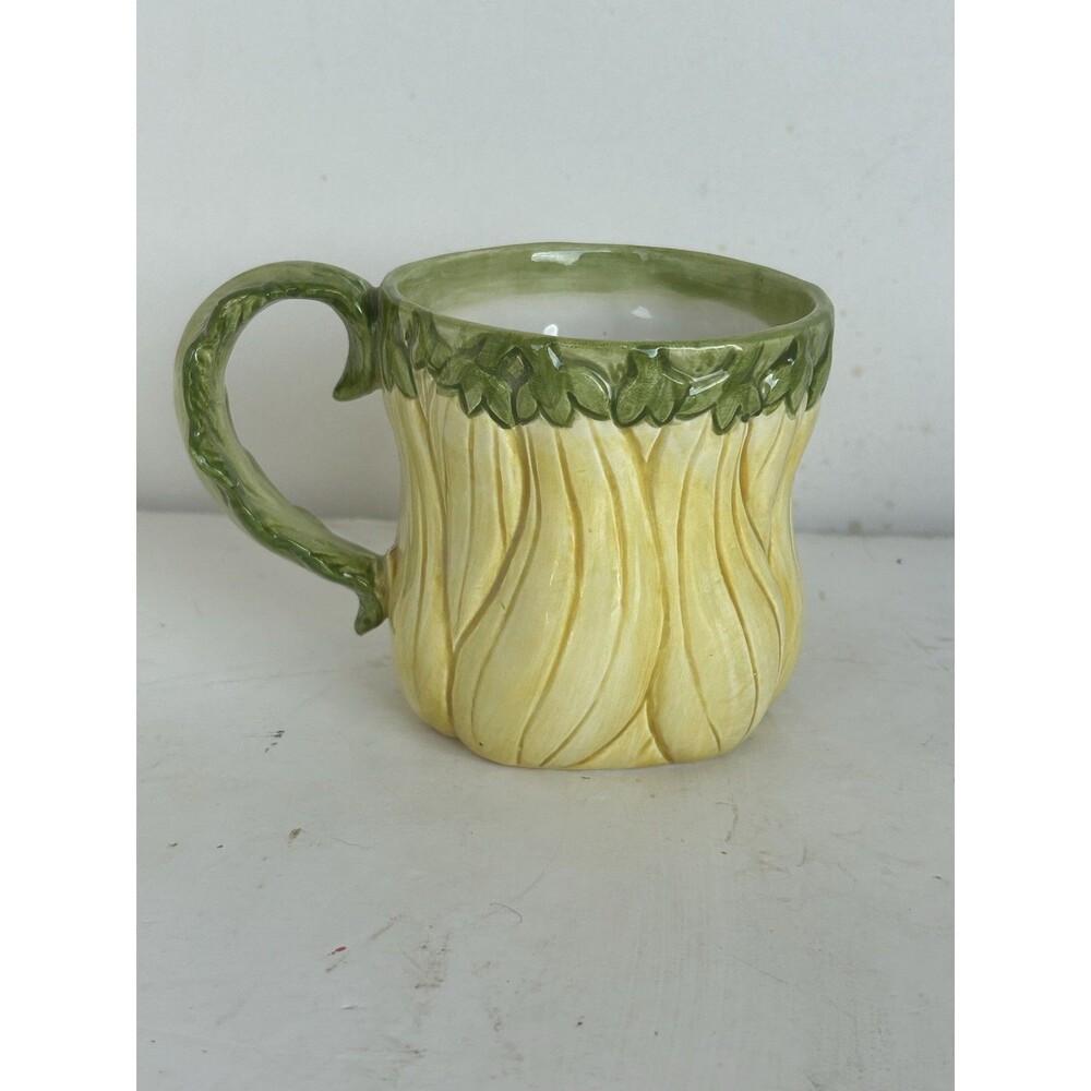 Vintage 1988 Fitz Floyd Vegetable Garden Squash Mug Yellow Green Ceramic FTF